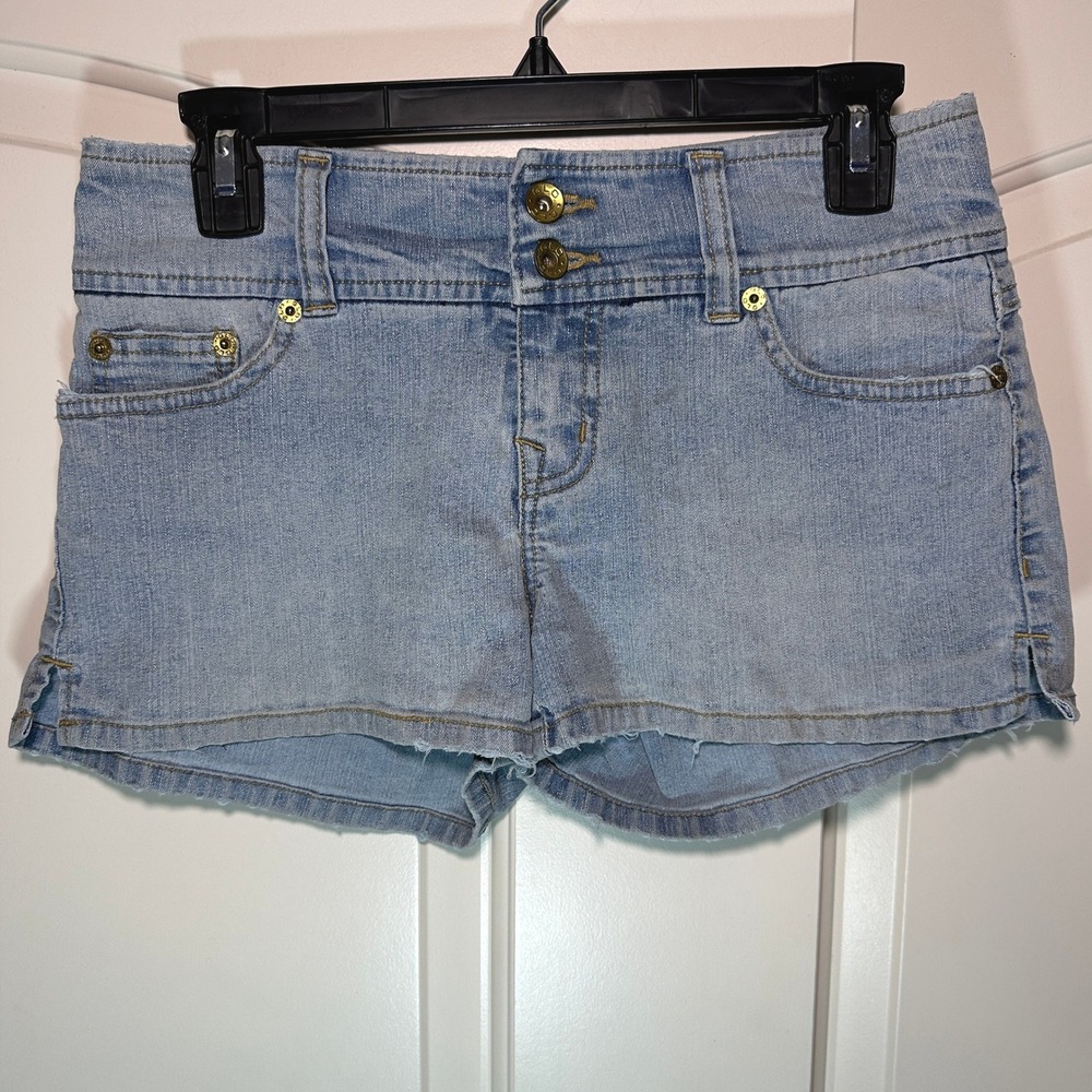 GLO Denim Jean Shorts Low Rise Light Wash Pockets Womens Size 5 Y2K Micro Shorts